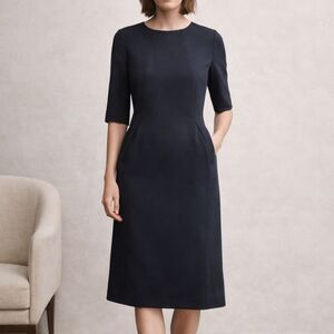 M.M.LaFleur Etsuko Dress Navy Recycled WonderTex Sz 6 Office Siren Quiet Luxury